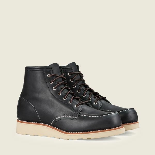 Heritage Red Wing 6-Inch Classiche Moc Corta Boot Femme Noir | ROL-306517